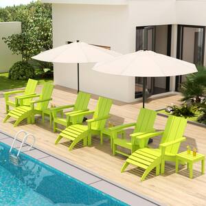 Shoreside Lime 12-Piece HDPE Plastic Patio Conversation Set with Ottoman And Side Table