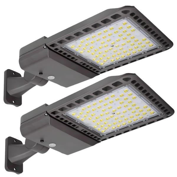 1500-Watt Equivalent Integrated LED Bronze Outdoor Parking Lot Area Light,5000K Arm Mount,39000 Lumens Dusk To Dawn 2PCS