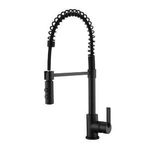 Euro Spring Single-Handle Pull-Down Sprayer Kitchen Faucet w/Accessories Rust and Spot Resist in Matte Black