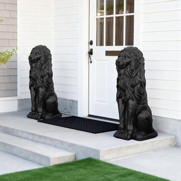 Glitzhome Set of 2-36.25 in.H Oversized MGO Black Guardian Sitting