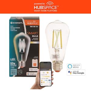 60-Watt Equivalent Smart ST19 Clear Tunable White CEC LED Light Bulb with Voice Control (1-Bulb) Powered by Hubspace
