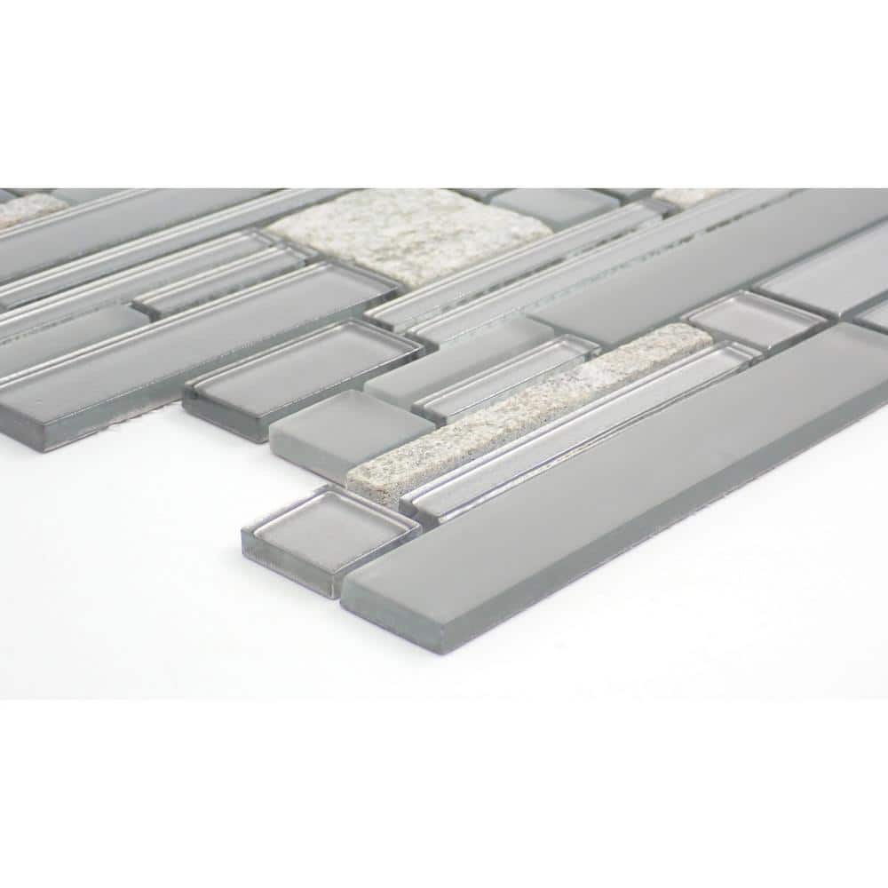 Spirit Gray Geometric Glass Mosaic Tile 12x12