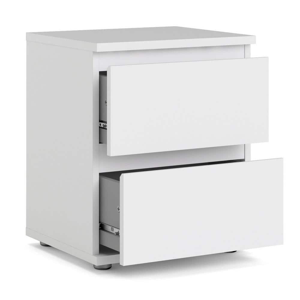 Aurora White 2-Drawer Engineered Wood Nightstand
