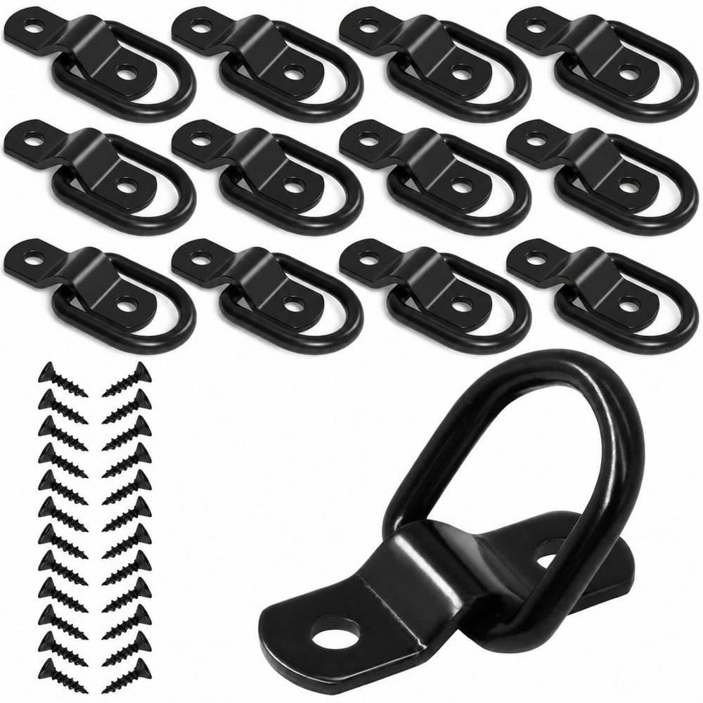 12-Piece Steel D Ring Tie Down Anchors Heavy Duty Black Surface Mount for Trailer Truck Bed Camper Cargo price history on PriceWatchPro