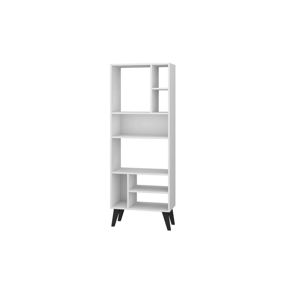 オーディオ機器 その他 Manhattan Comfort Warren Tall Bookcase 1.0 in White with Black Feet  178AMC205 - The Home Depot
