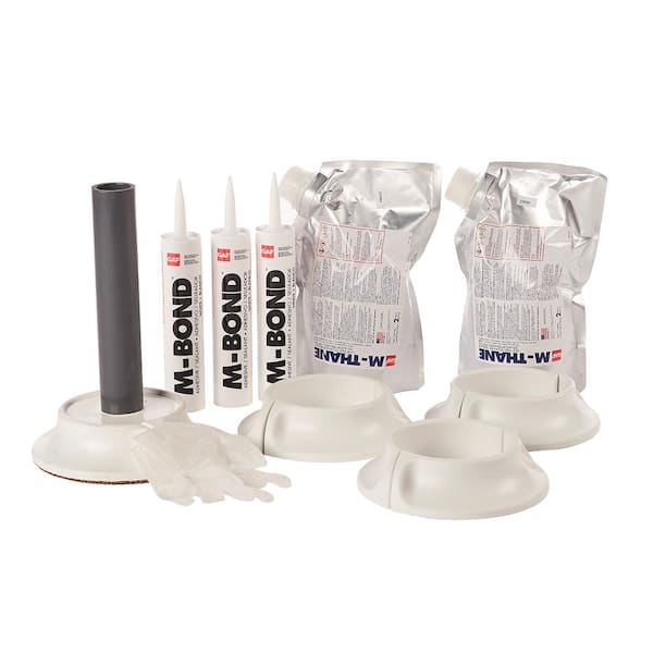 GAF M-Curb Pitch Pocket 5 in. Diameter Round White Asphaltic Roofing System Pipe Flashing Kit (3 Assemblies)