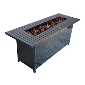 57 in. Metal Outdoor Propane Fire Pits Table with Lid