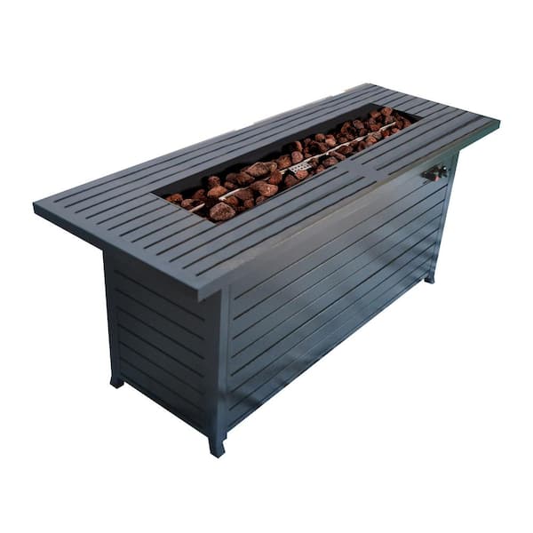 Unbranded 57 in. Metal Outdoor Propane Fire Pits Table with Lid