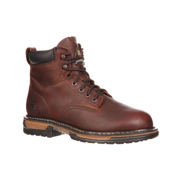 ROCKY Men's IronClad Waterproof 6 inch Lace Up Work Boots - Soft Toe - Brown 8.5 (M)