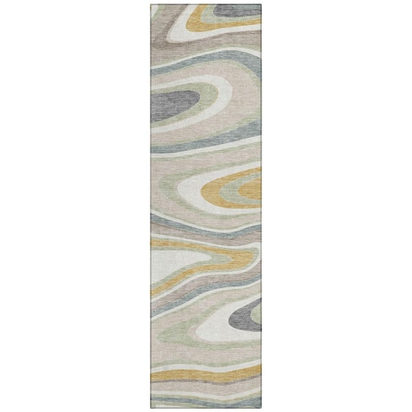 Chantille Machine Washable Indoor/Outdoor Abstract ACN2494 Ivory 2 ft. x 7 ft. Runner Rug
