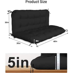 48 in. x 40 in. Black Replacement Outdoor Porch Swing Cushion with Backrest