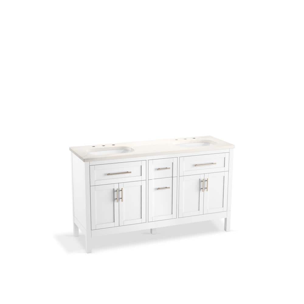 Hadron 60" White Freestanding Double Bathroom Vanity Set