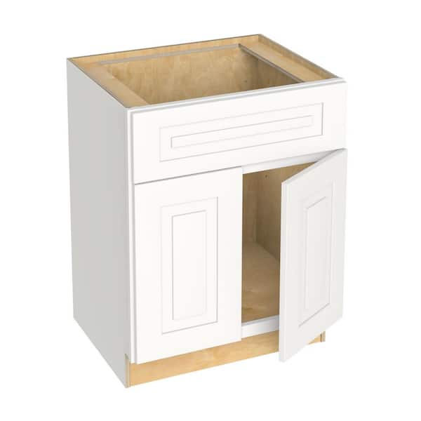 Home Decorators Collection Grayson 27 in. W x 21 in. D x 34.5 in. H Assembled Plywood Sink Base Bath Cabinet in Pacific White with Soft Close