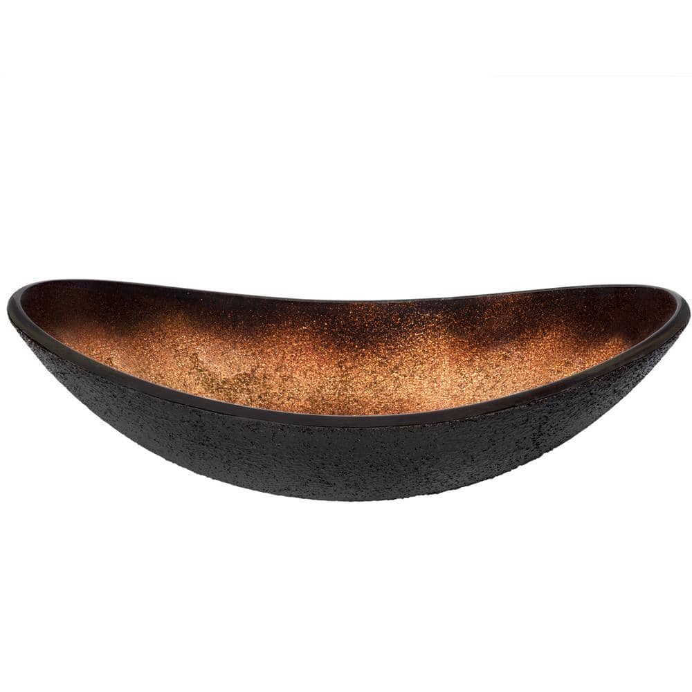22'' Black and Copper Glass Oval Vessel Sink