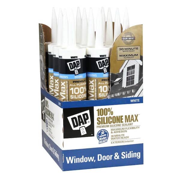 Silicone Max 10.1 oz. White 100% Premium Window, Door, and Siding Silicone Sealant (12-Pack)