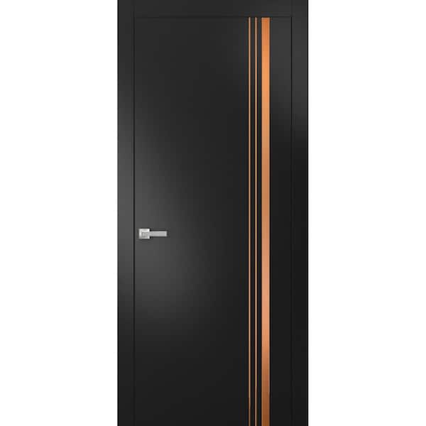 Sartodoors 36 in. x 84 in. 1 Panel Black Matte Finished Solid Wood with Honeycomb Sliding Door with Hardware