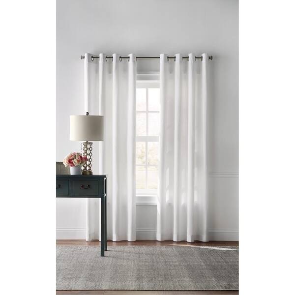 Home Decorators Collection White Solid Grommet Room Darkening Curtain 42 in. W x 108 in. L