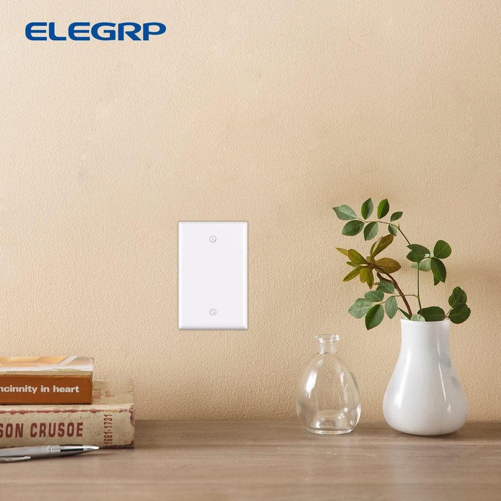 White Rectangular Plastic 1-Gang Blank Wall Plate Set