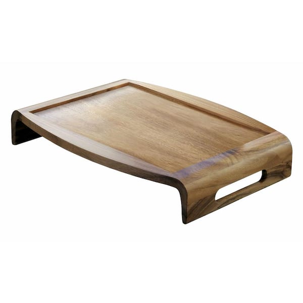 15 in. Acacia Wood Reversible Serving/Bed Tray Brown