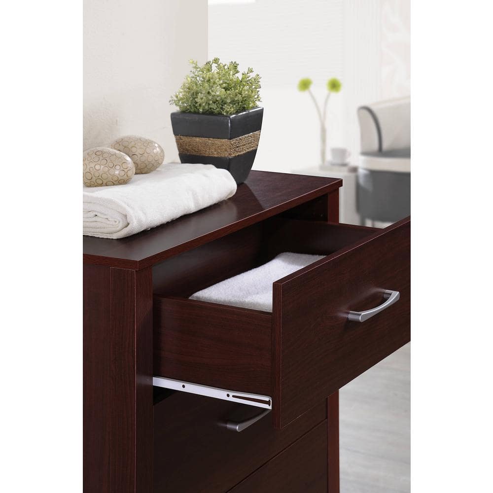 Sleek Mahogany 4-Drawer Chest with Soft Close and Roller Support