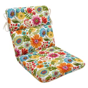 Bright Floral 21 in. W x 3 in. H Deep Seat, 1-Piece Chair Cushion with Round Corners in Blue/Purple Gregoire