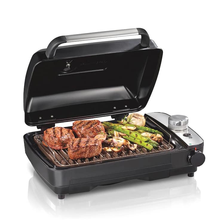 Hamilton Beach 116 sq. in. Black Indoor Grill with Hot/Cold Smoke infuser