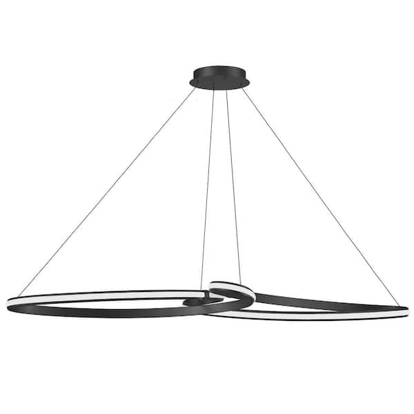 Dainolite Nola 76-Watt 1-Light Matte Black Statement Integrated LED Pendant Light with Silicone Shade