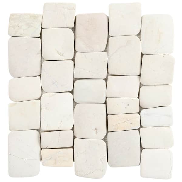 Countryside Pathway lovina White 6 in. x 0.47 in. Natural Stone Mosaic Wall Tile Sample