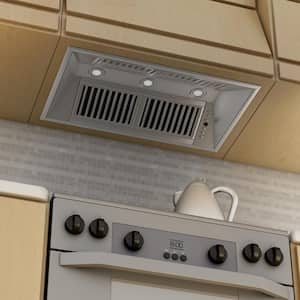 34 in. 400 CFM Ducted Range Hood Insert with Remote Blower in Stainless Steel