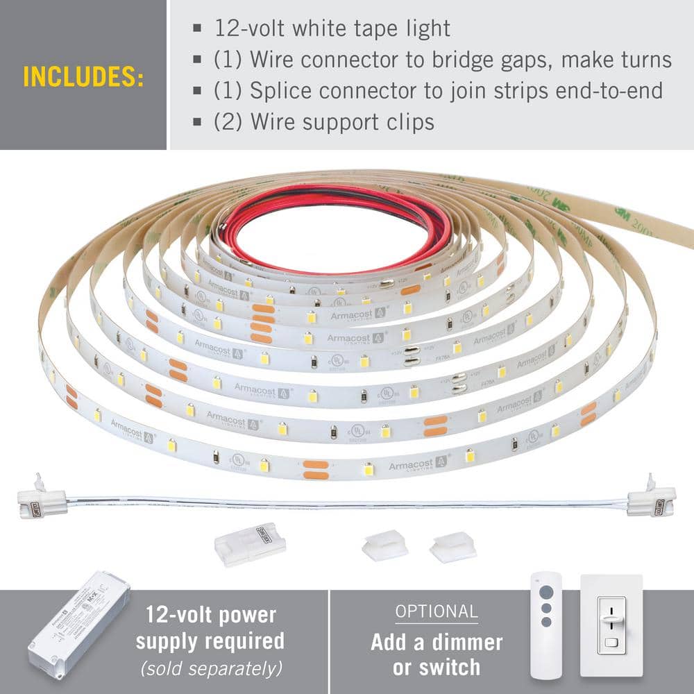 32.8 ft Warm White LED Tape Light with Adhesive Backing