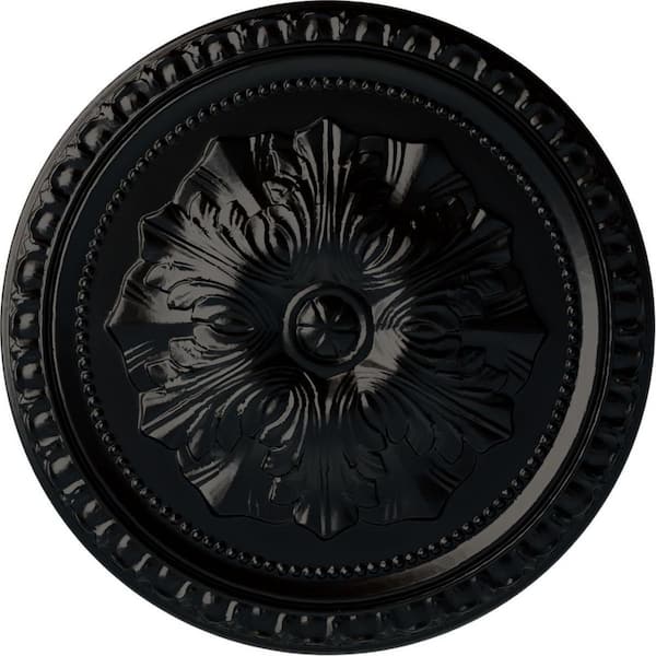 Ekena Millwork 18" x 1-3/8" Richmond Urethane Ceiling Medallion (Fits Canopies upto 2-5/8"), Hand-Painted Jet Black