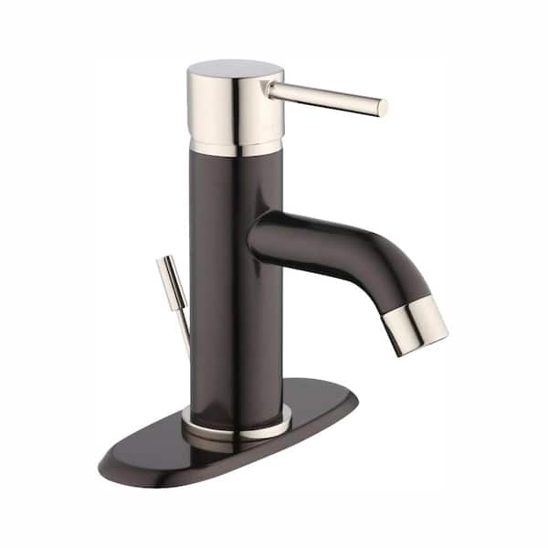 Glacier Bay Modern Single-Handle Single-Hole Low-Arc Bathroom Faucet in 2 Toned Polished Nickel and Bronze