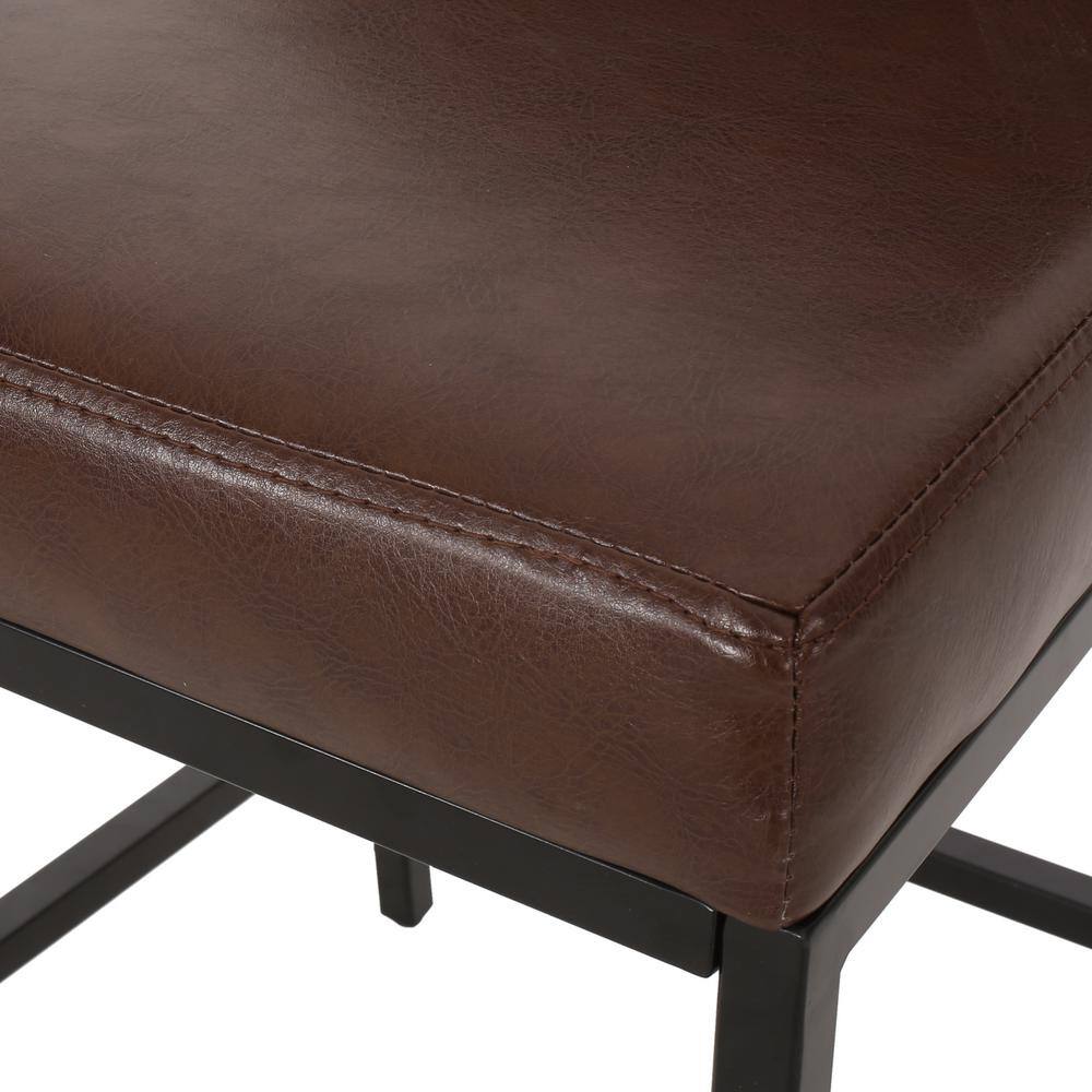 Refined Dark Brown Faux Leather Counter Stools with Diamond Stitch, Set of 2