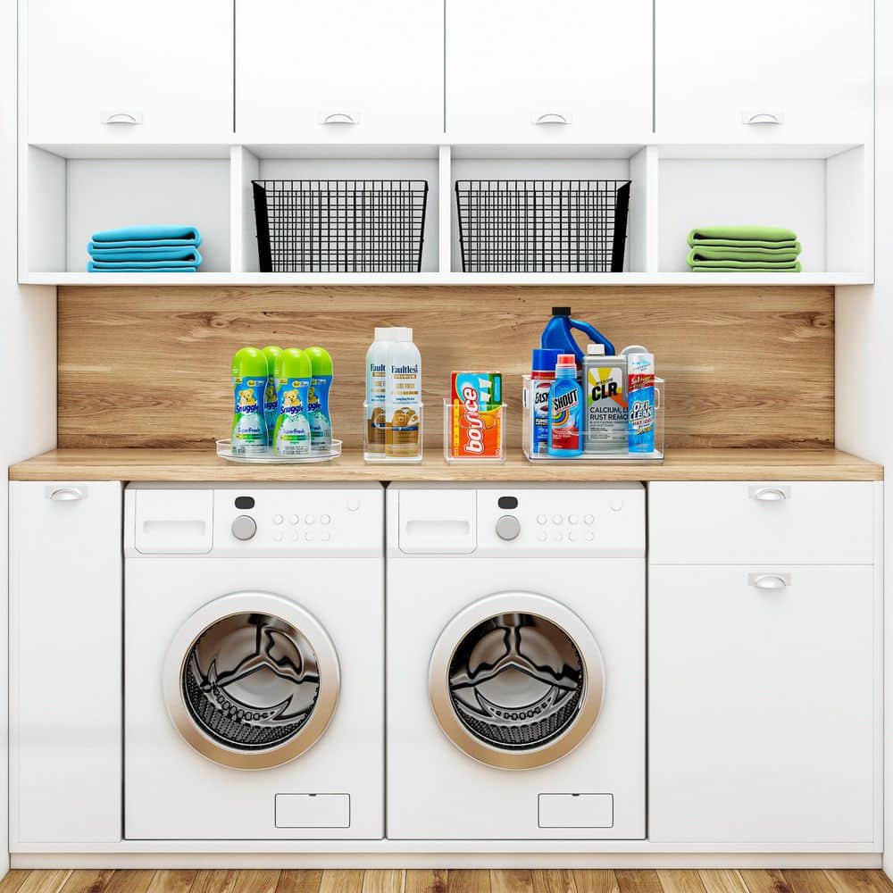 10 in. x 6 in. In-Cabinet Organizers Clear 4 Pack, Laundry Storage Set with