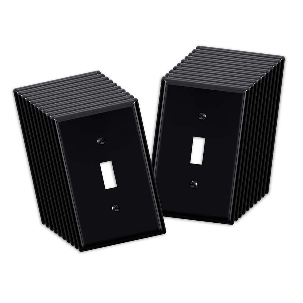 1-Gang Midsize 4.9 in. x 3.15 in. Toggle Switch Wall plate, UL Listed, Glossy Black (20-pack) price history on PriceWatchPro