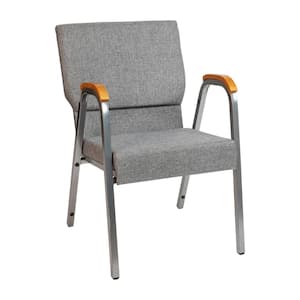 Gray Fabric 21 in. W Stacking Wood Accent Arm Side Chair