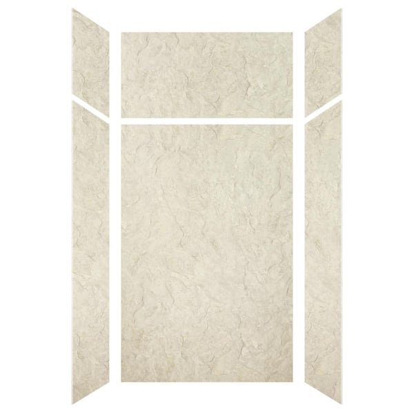 Expressions 36 in. x 48 in. x 96 in. 4-Piece Easy Up Adhesive Alcove Shower Wall Surround in Sea Fog