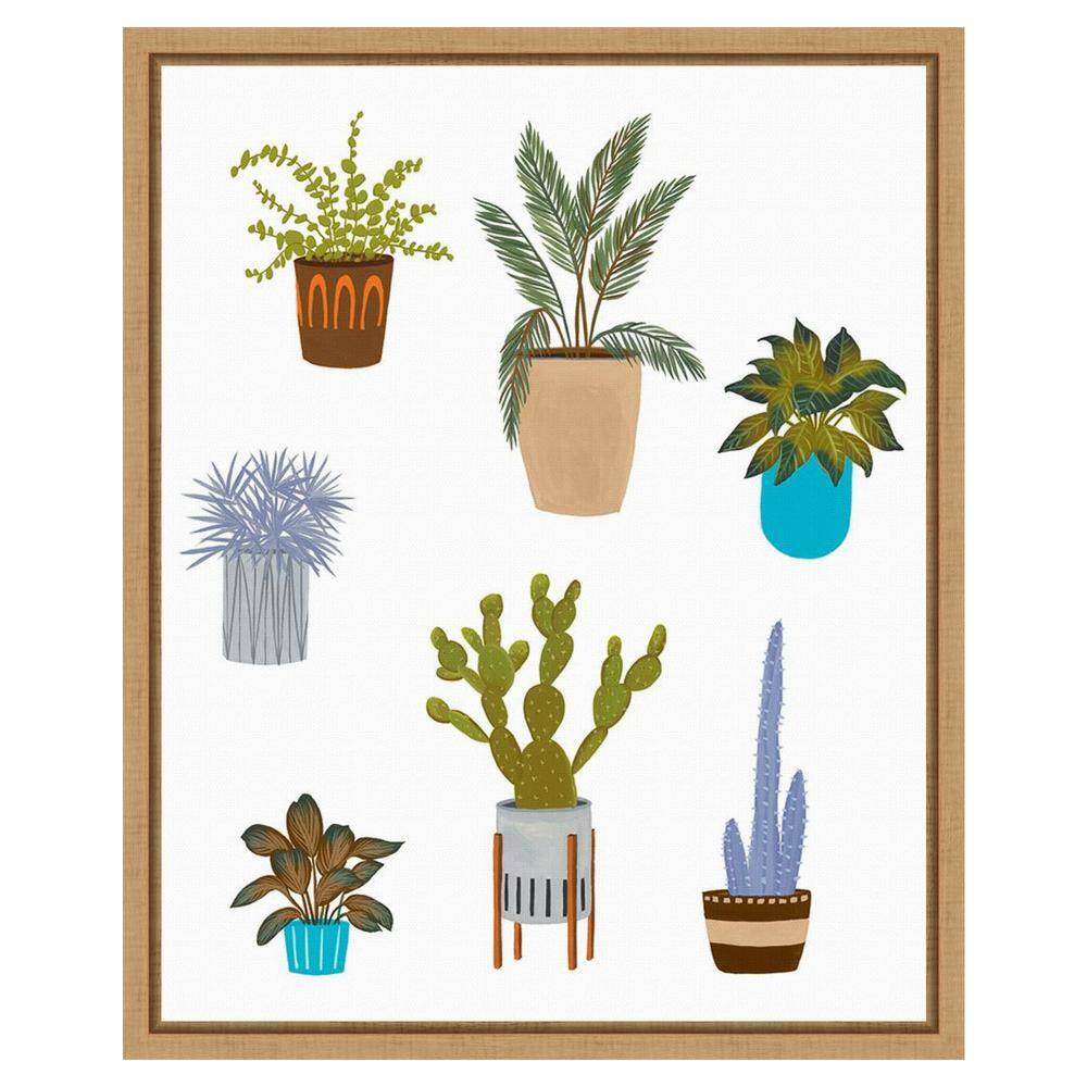 Houseplant Chart II Modern Giclee Print on Canvas with Maple Frame