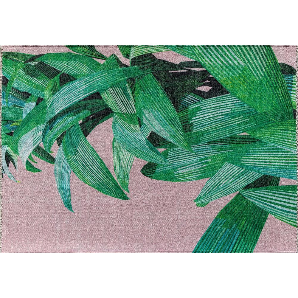 Tropical Oasis Black Floral 8' x 10' Synthetic Area Rug