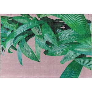 Palm Pink 7 ft. x 10 ft. Floral Modern Area Rug