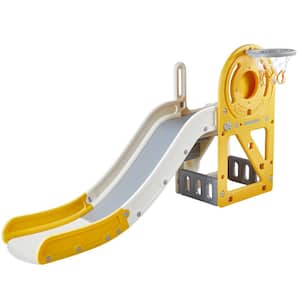 Toddler Slide Kid Slide for Toddlers with Climbable Ladders and Basketball Hoop Slide Playset for Kids Within 110 lbs.