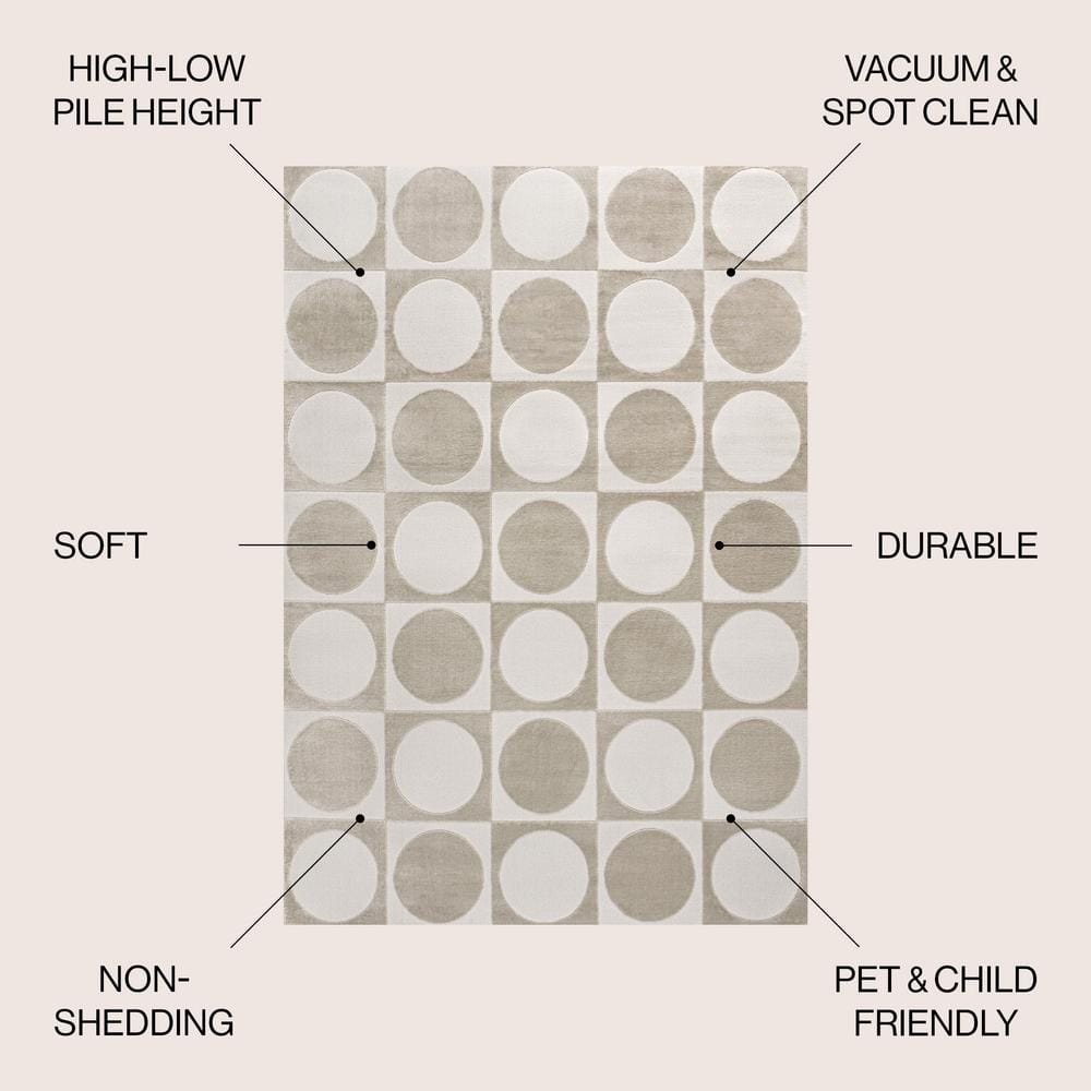 Helena Beige and Cream Geometric 8 x 10 Area Rug