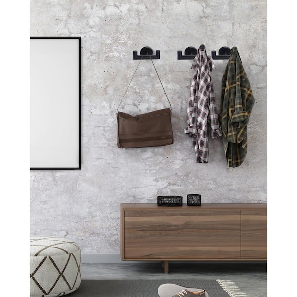 Stainless Steel Wall Mounted J-Hook Double Robe/Towel Hook in Matte Black