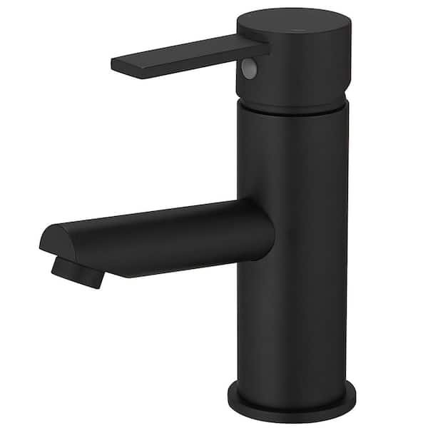 BWE Single Handle Single Hole Bathroom Faucet in Matte Black