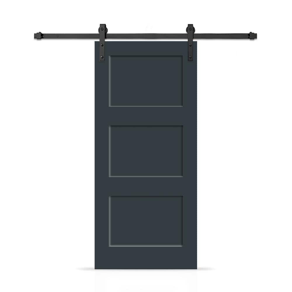 30 in. x 80 in. 3 Panel Shaker Hollow Core Charcoal Gray Painted Composite Interior Sliding Barn Door with Hardware Kit price history on PriceWatchPro
