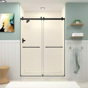 Brooklyn 60 in. W x 80 in. H Sliding Frameless Shower Door in Matte Black with Clear Glass