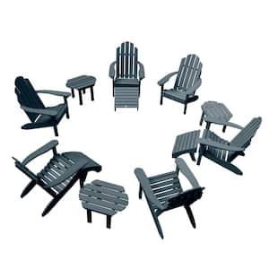Classic Wesport Federal Blue 12-Piece Recycled Plastic Patio Fire Pit Seating Set