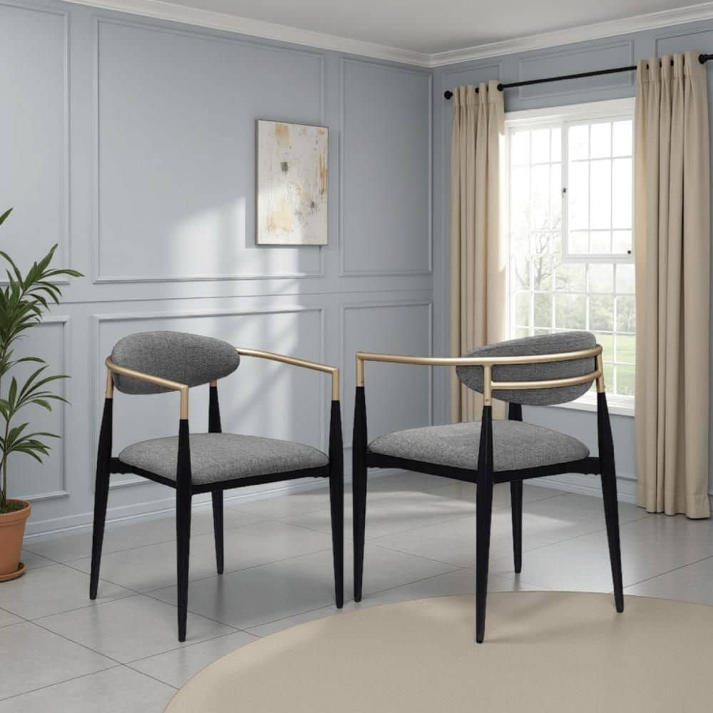 Exis Black and Gray Fabric Dining Armchair with Golden Arms (Set of 2) price history on PriceWatchPro