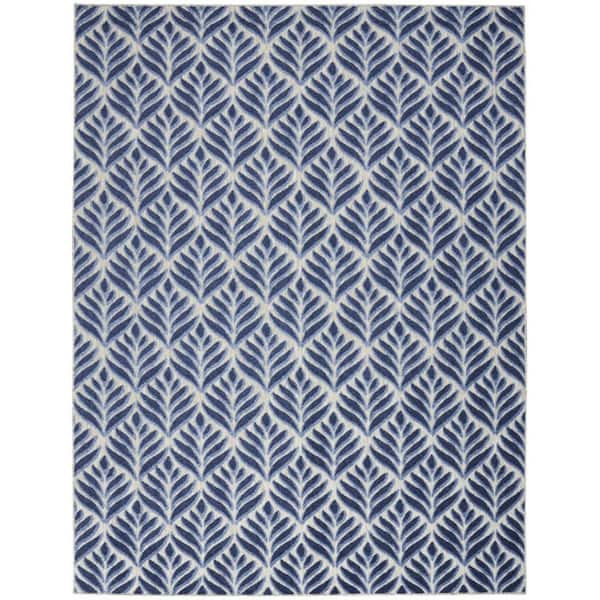6' X 9' Blue And Ivory Floral Stain Resistant Indoor Outdoor Area Rug 6' X 9' Blue And Ivory Floral Stain Resistant Indoor Outdoor Area Rug