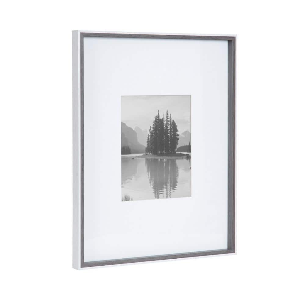 Gray and White Wood 16x20 Matted Photo Frame Set